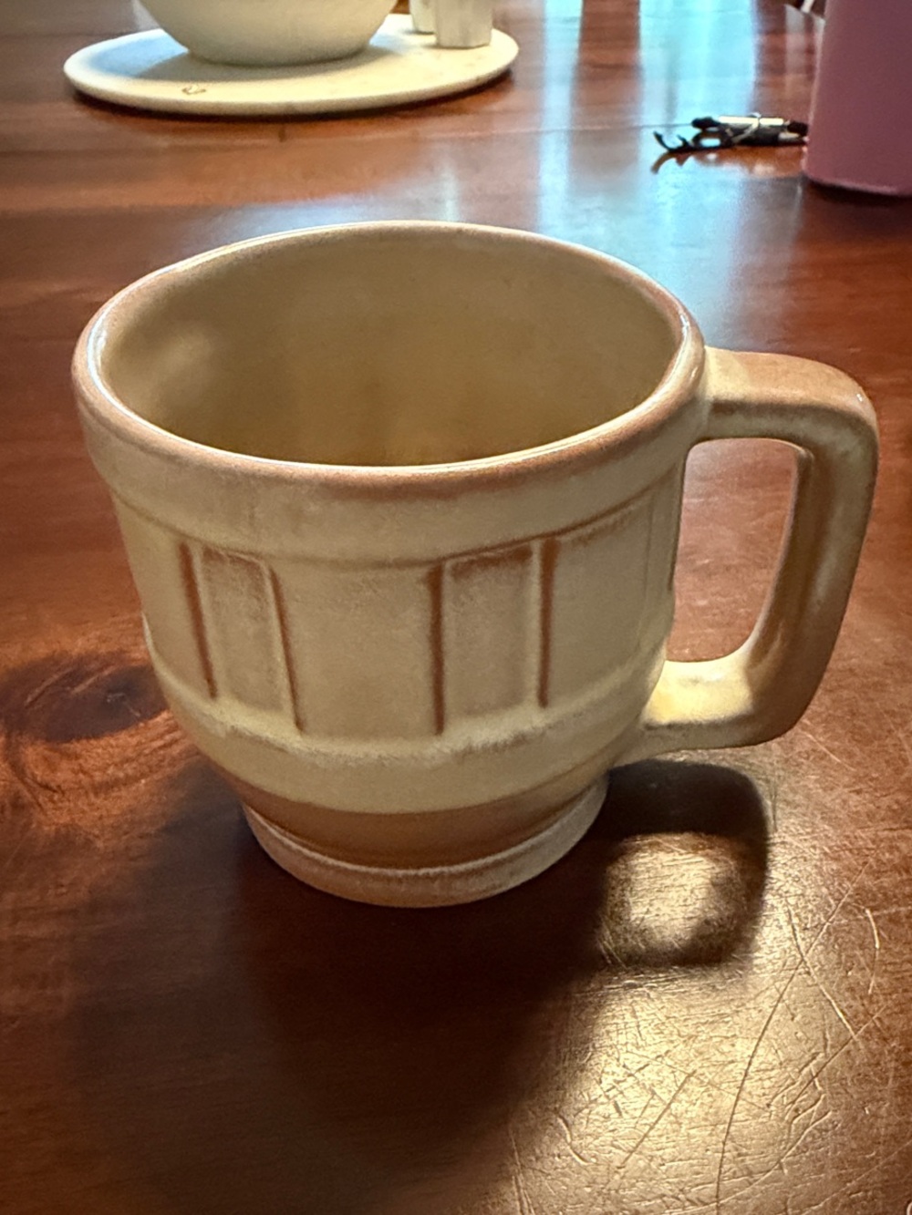 Frankoma Cream and Tan Textured Stoneware Coffee Mug